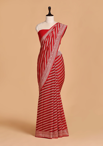 Red Leheriya Saree in Georgette