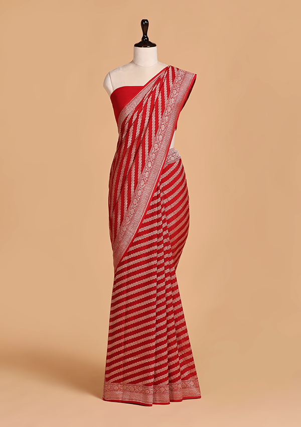 Red Leheriya Saree in Georgette