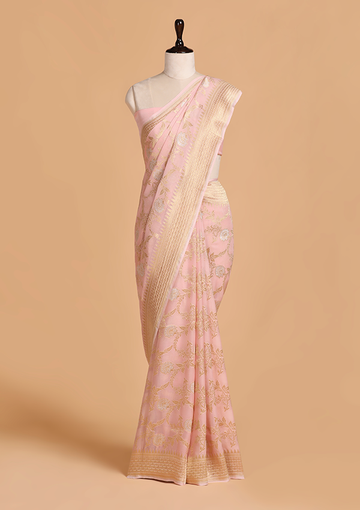 Pink Jaal Saree in Georgette