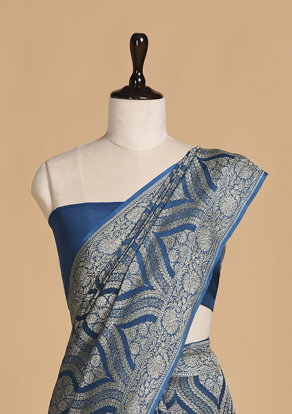 Royal Blue Jaal Saree in Georgette