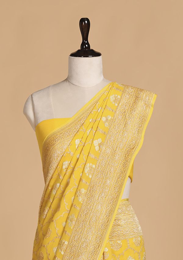 Yellow Jaal Saree in Georgette