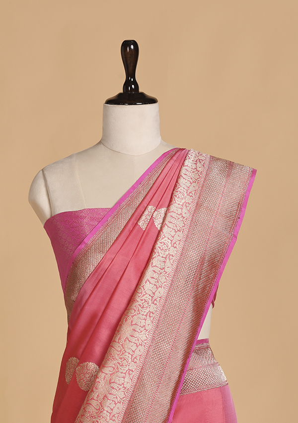 Gajar Pink Butta Saree in Silk
