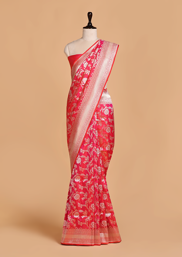 Pink Jaal Saree in Silk