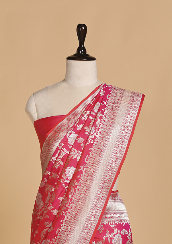 Pink Jaal Saree in Silk
