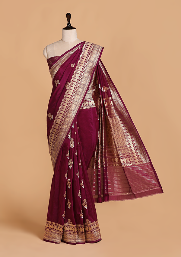 Wine Butta Saree in Silk