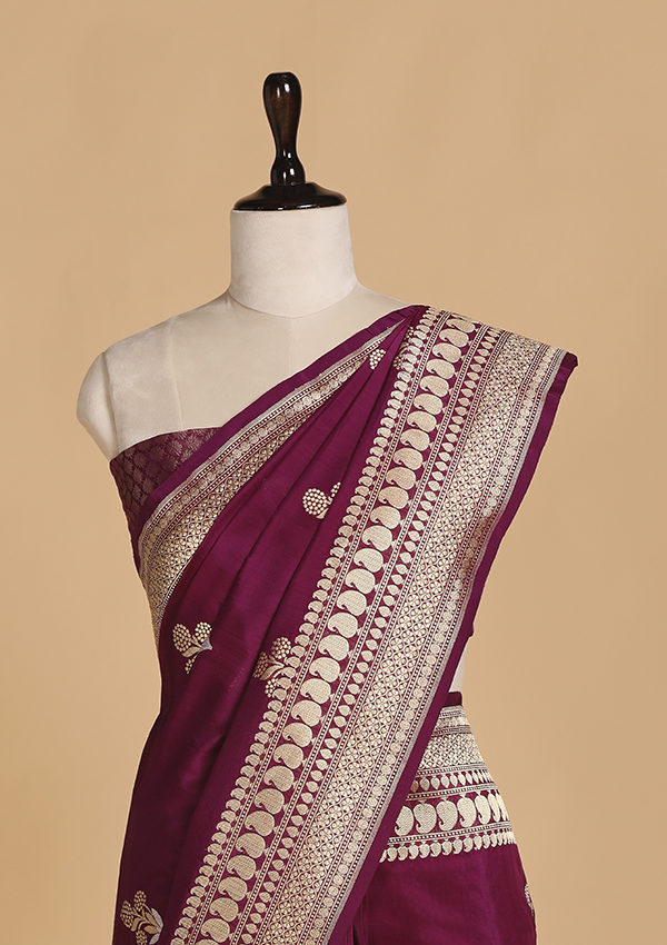 Wine Butta Saree in Silk