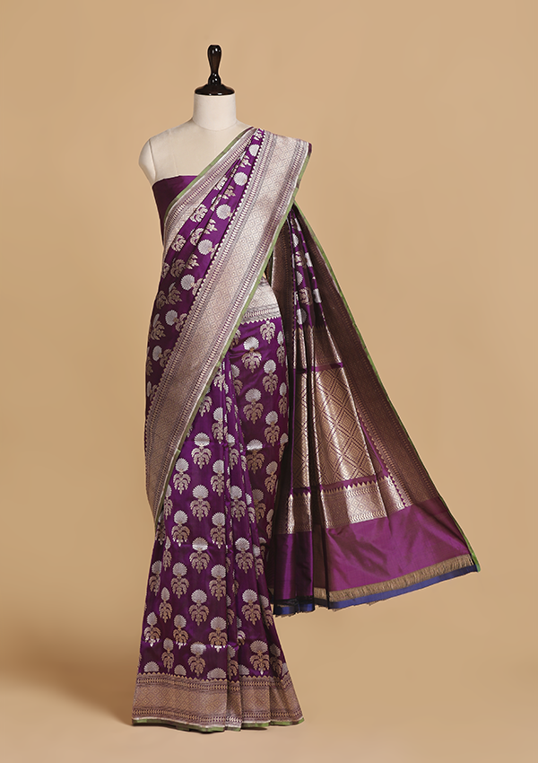 Purple Butta Saree in Silk