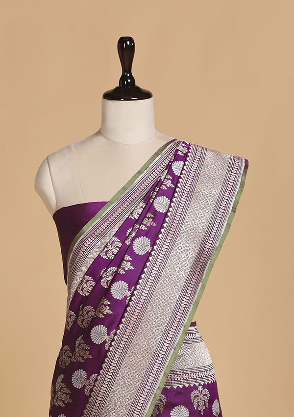 Purple Butta Saree in Silk