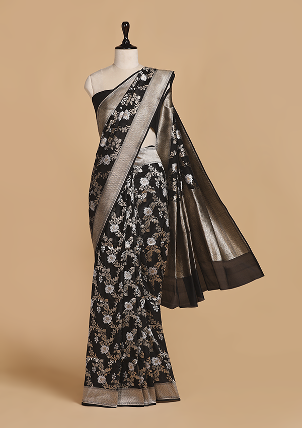 Black Jaal Saree in Silk