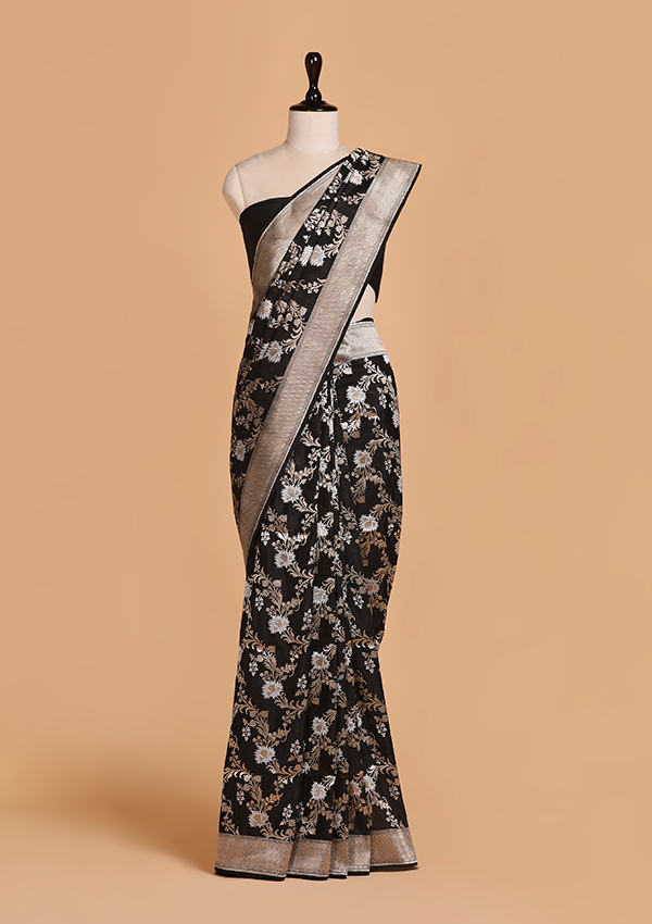 Black Jaal Saree in Silk