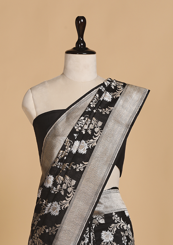 Black Jaal Saree in Silk