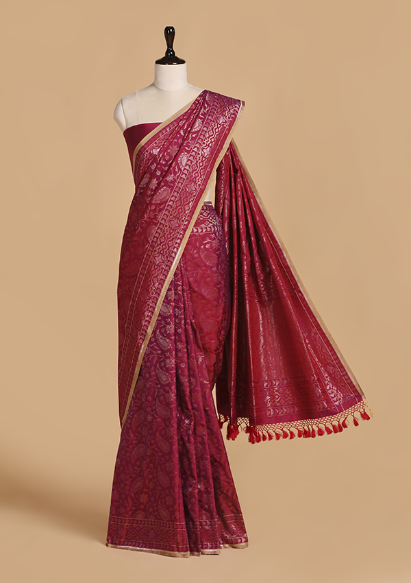 Magenta Jaal Saree in Silk