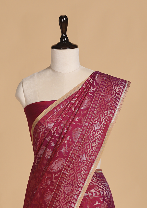 Magenta Jaal Saree in Silk