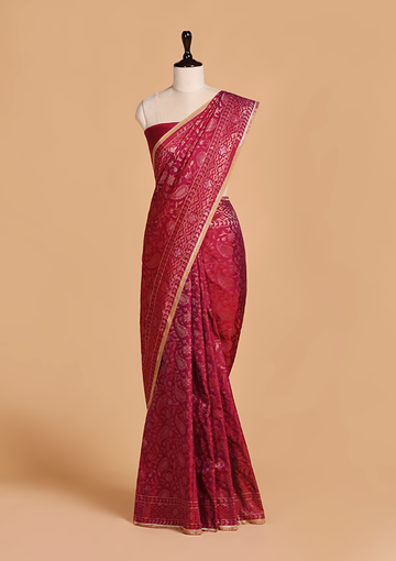 Magenta Jaal Saree in Silk