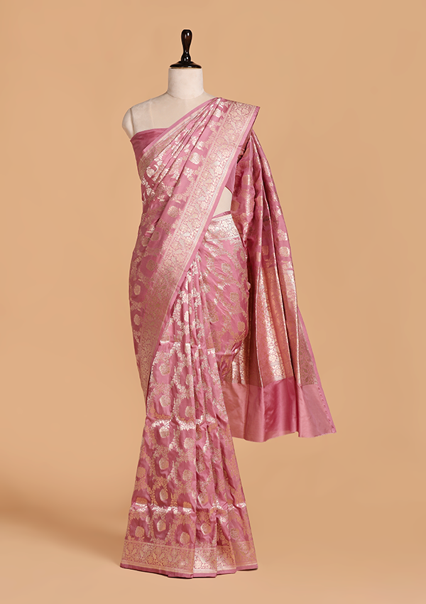 Mauve Jaal Saree in Silk