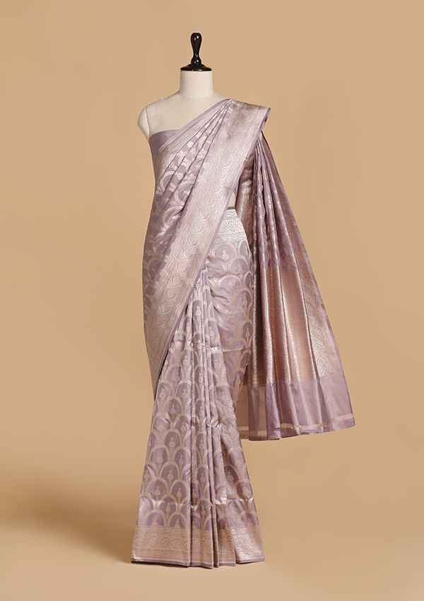Mauve Jaal Saree in Silk