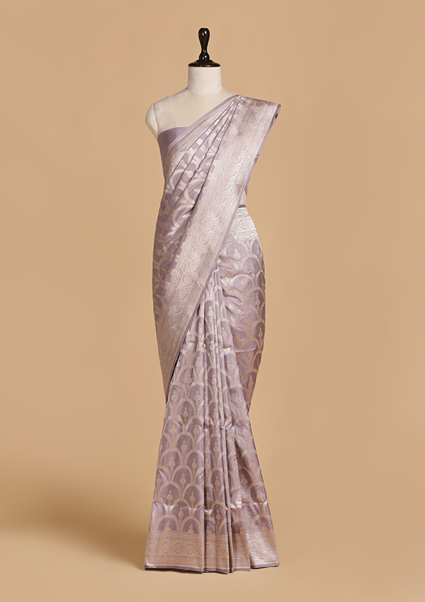 Mauve Jaal Saree in Silk