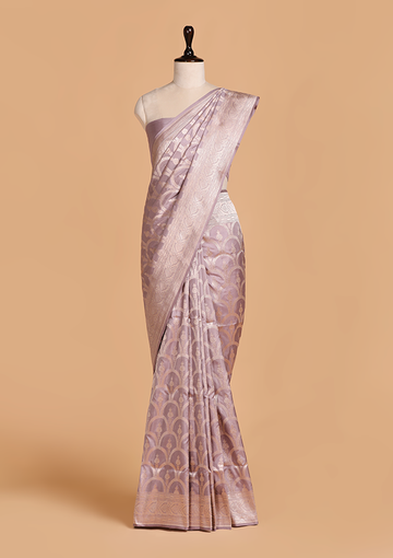 Mauve Jaal Saree in Silk