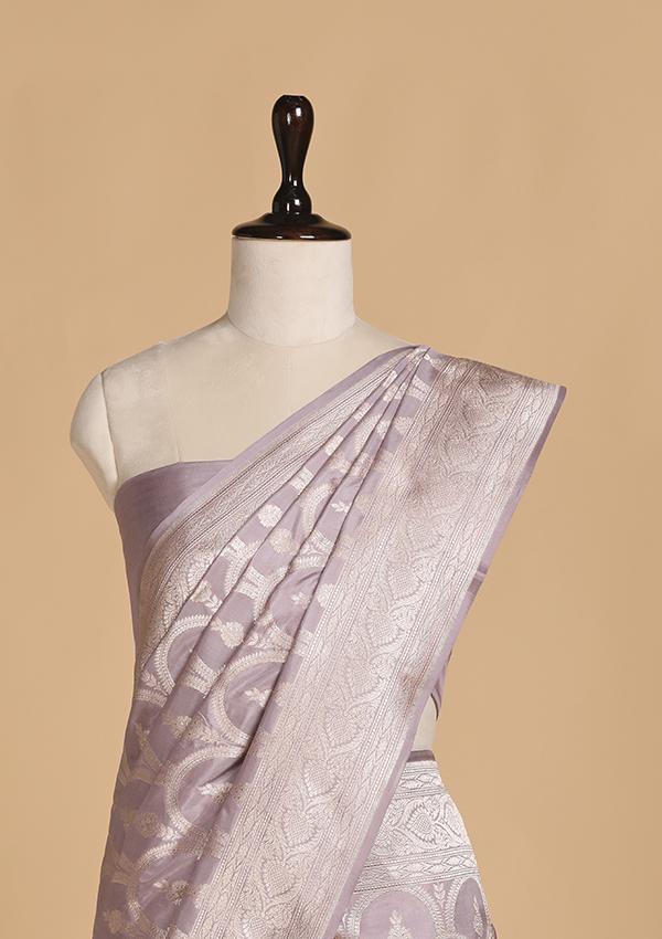 Mauve Jaal Saree in Silk