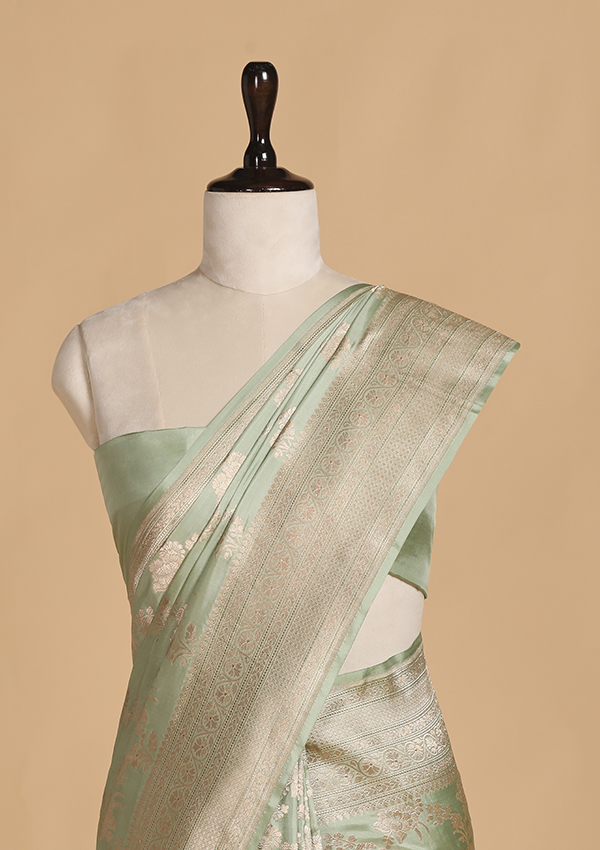 Sea Green Jaal Saree in Silk