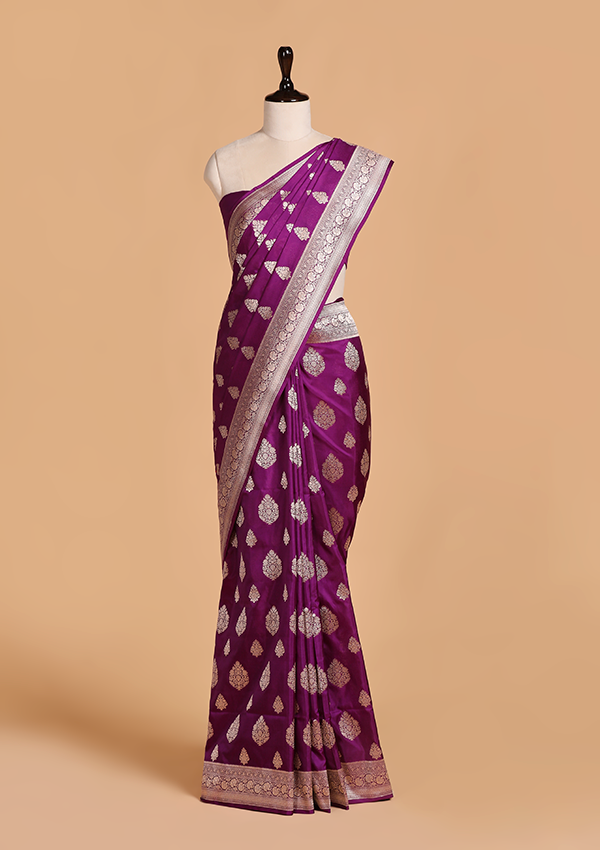 Purple Butta Saree in Silk