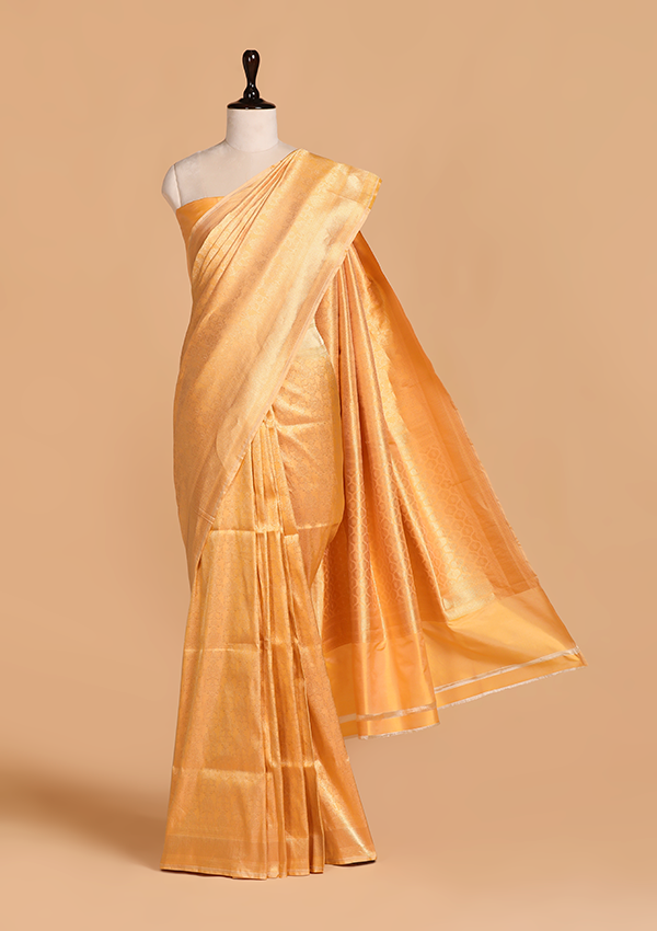 Lemon Brocade Saree in Silk