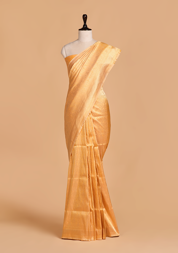 Lemon Brocade Saree in Silk