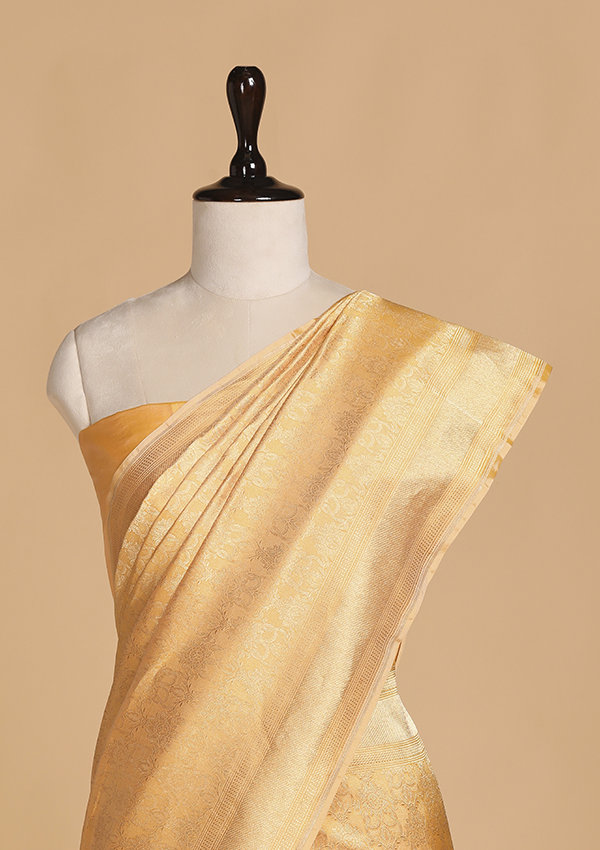 Lemon Brocade Saree in Silk