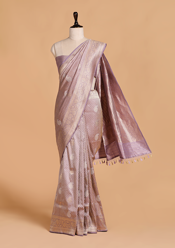 Mauve Brocade Saree in Silk