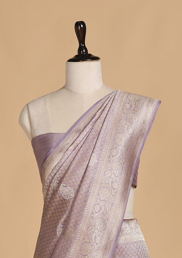Mauve Brocade Saree in Silk
