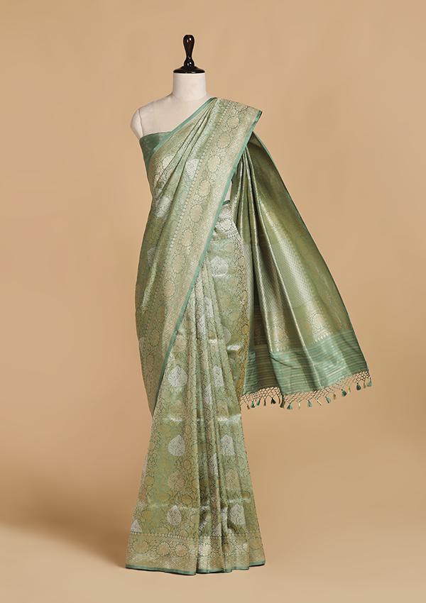 Green Brocade Saree in Silk