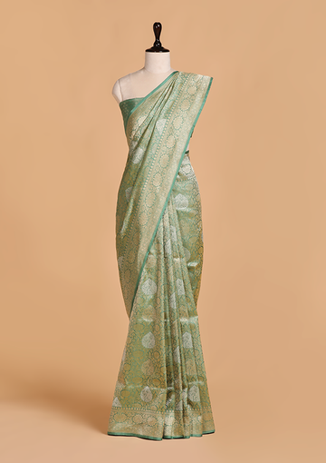 Green Brocade Saree in Silk