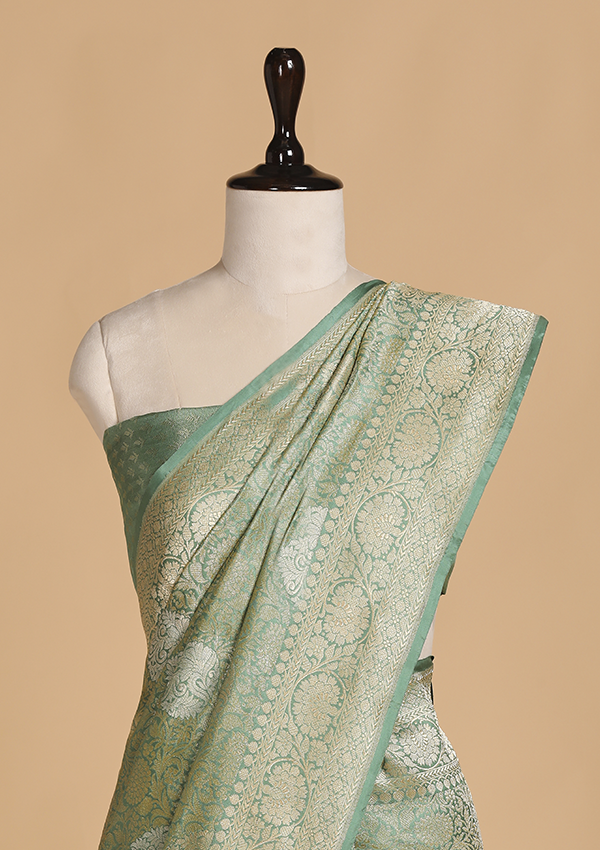 Green Brocade Saree in Silk