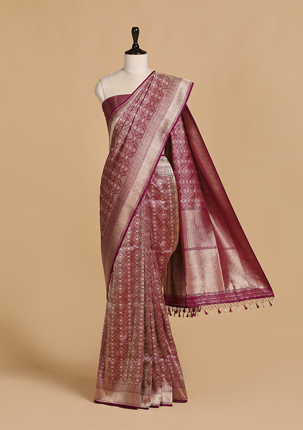 Magenta Brocade Saree in Silk