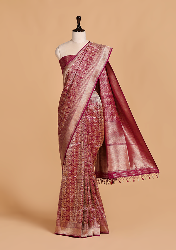 Magenta Brocade Saree in Silk