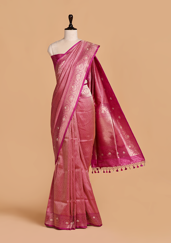 Magenta Brocade Saree in Silk