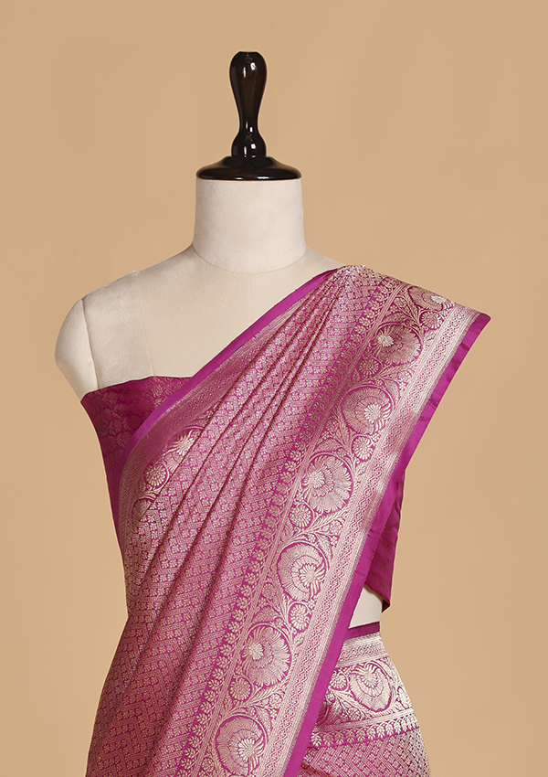Magenta Brocade Saree in Silk