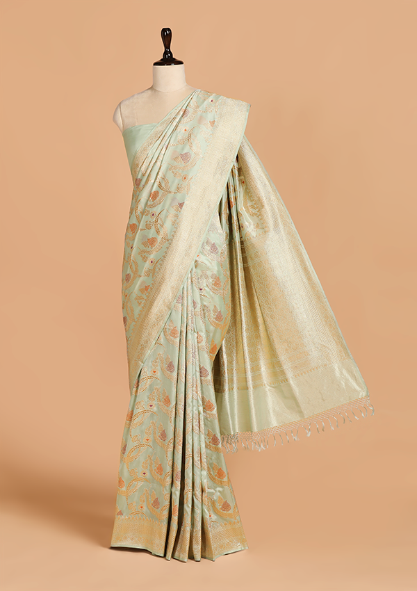 Firozi Jaal Saree in Silk