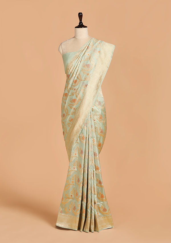 Firozi Jaal Saree in Silk