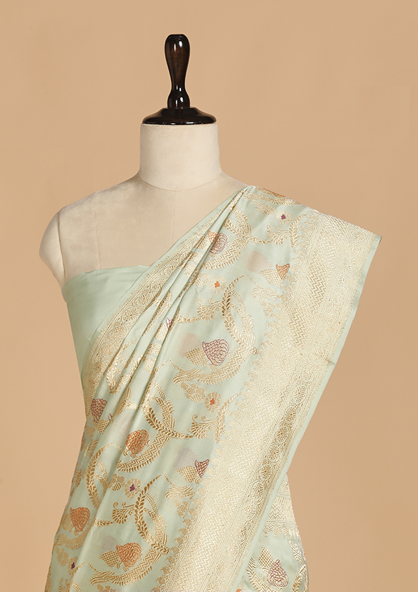 Firozi Jaal Saree in Silk