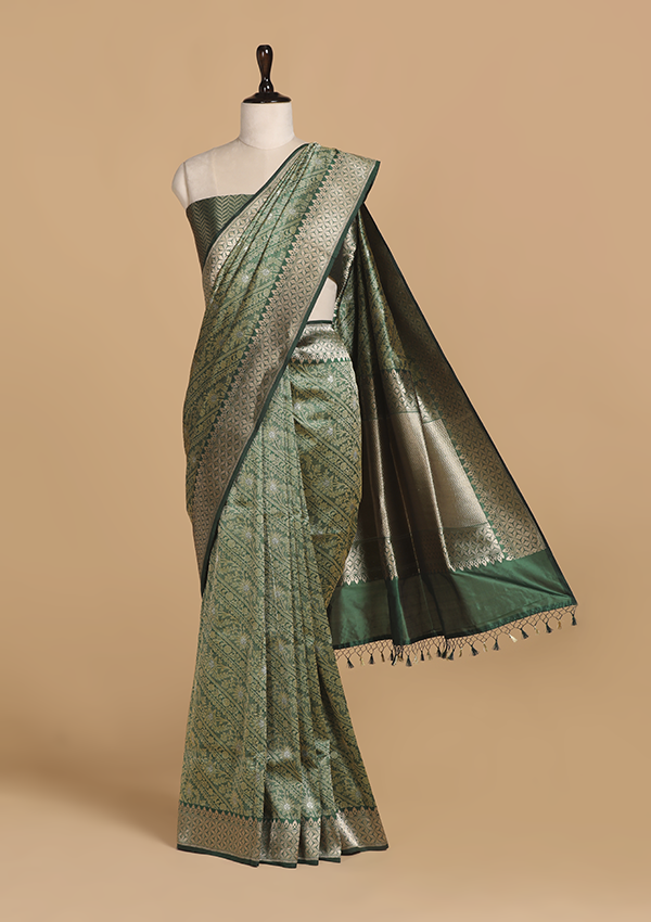 Green Brocade Saree in Silk