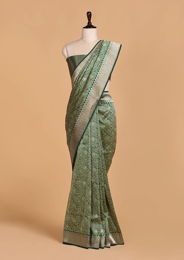 Green Brocade Saree in Silk