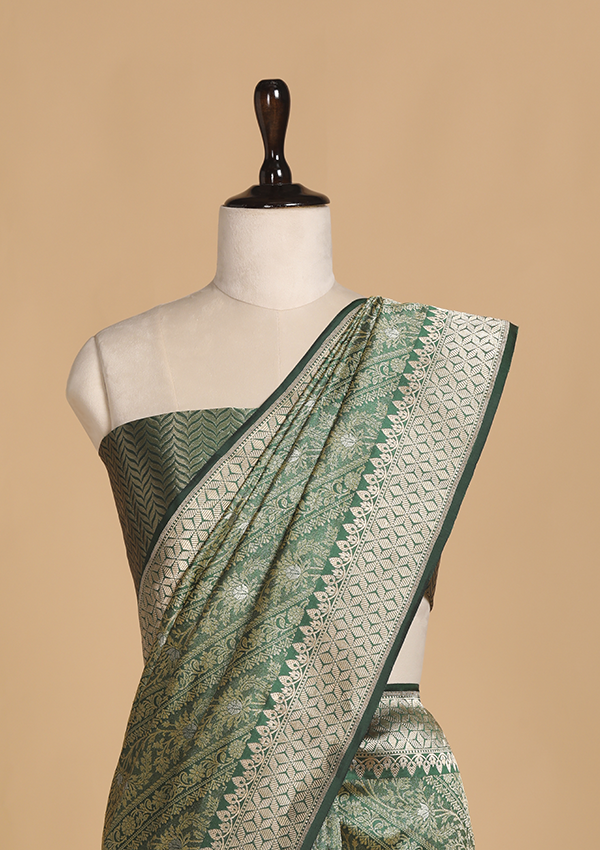Green Brocade Saree in Silk