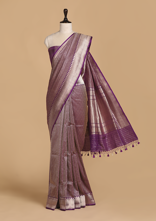 Purple Brocade Saree in Silk