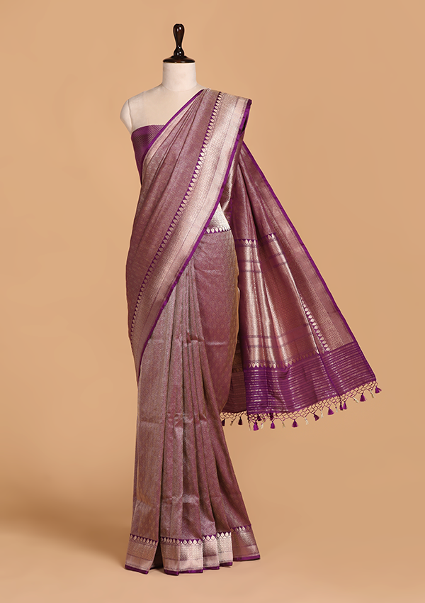 Purple Brocade Saree in Silk