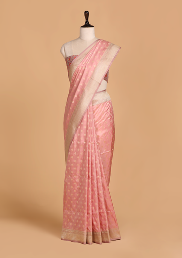 Light Pink Patola Pallu Saree in Silk