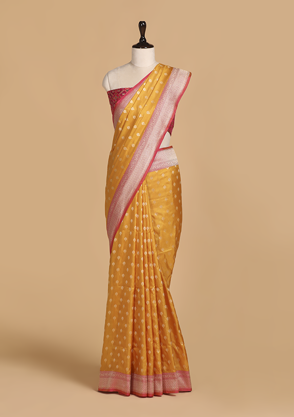 Mustard Yellow Patola Pallu Saree in Silk