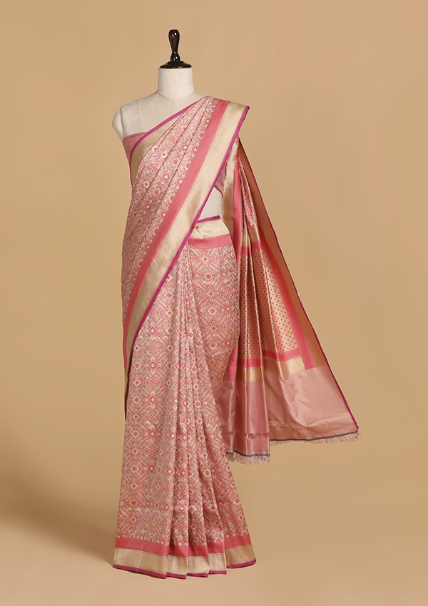 Gajar Pink Patola Saree in Silk