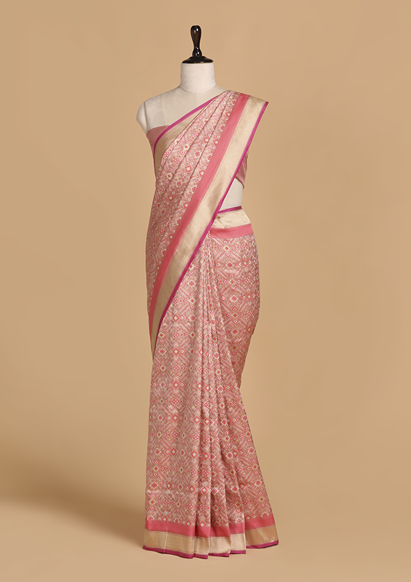 Gajar Pink Patola Saree in Silk