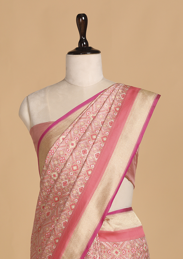 Gajar Pink Patola Saree in Silk
